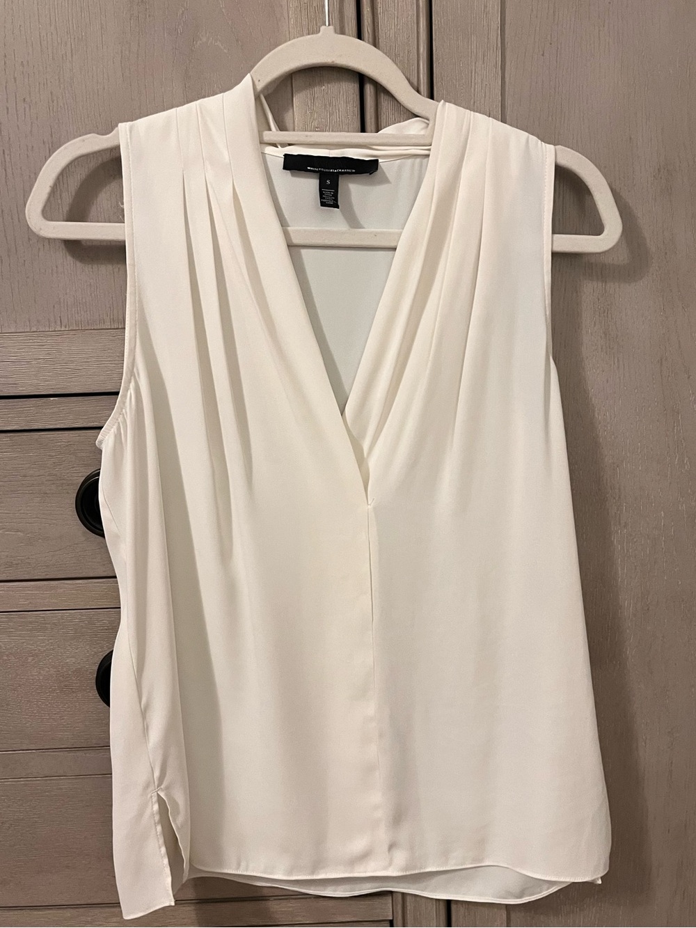 WHBM Sleeveless V-Neck Ivory Blouse